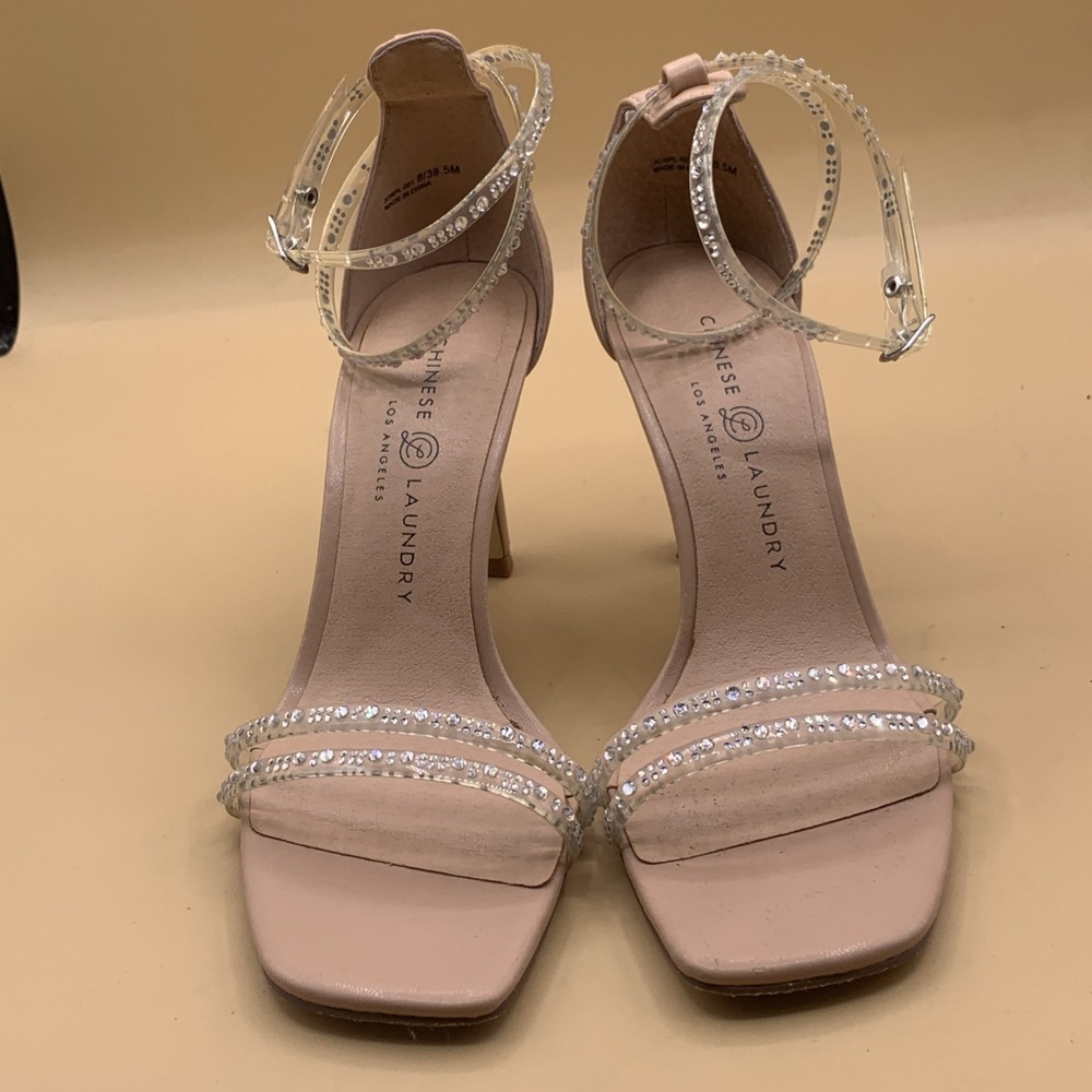 Chinese Laundry January Clear Rhinestone Ankle Strap Heels Size US 8 - Picture 3 of 8